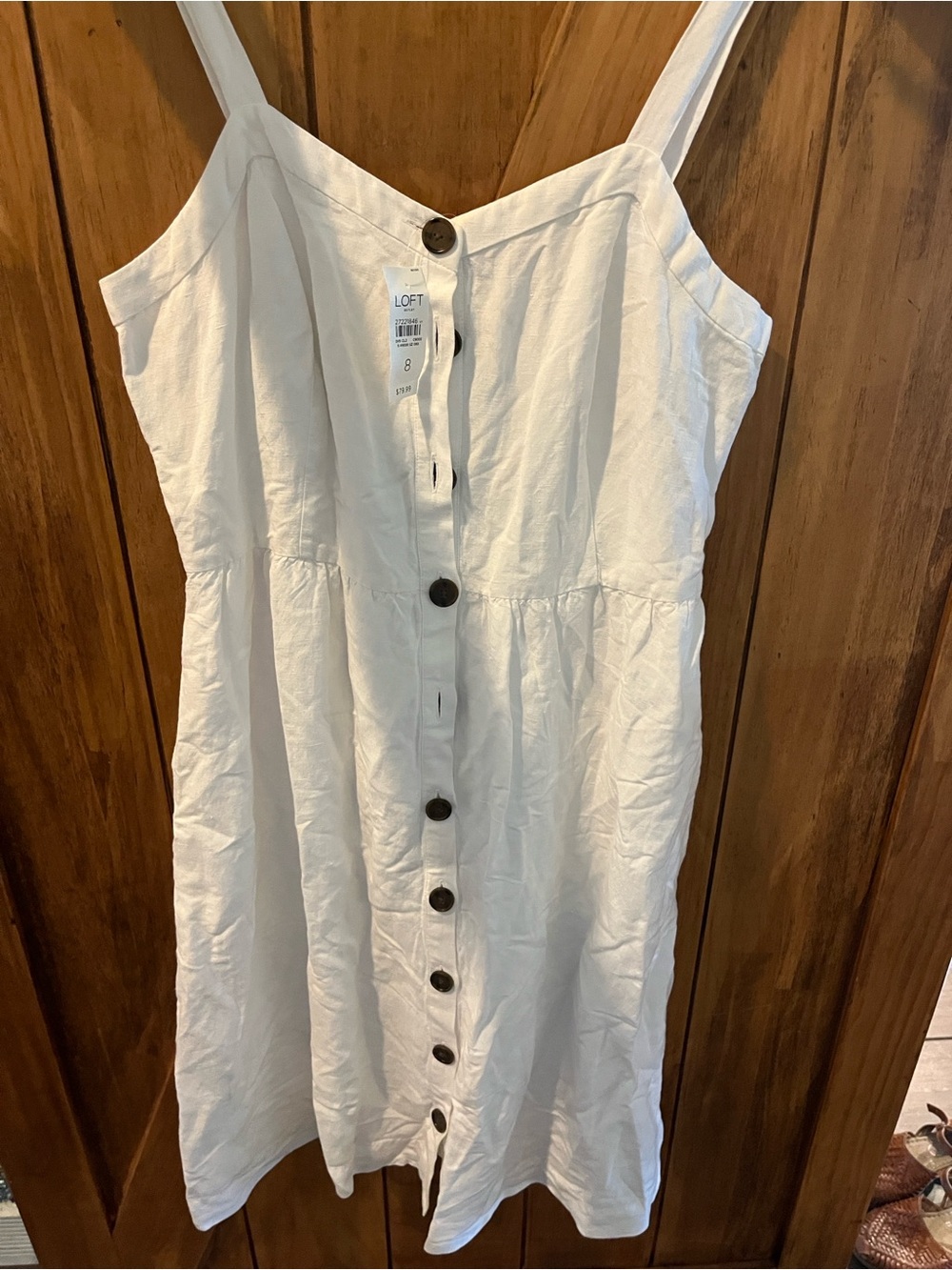 LOFT White Button-Front Midi Sundress